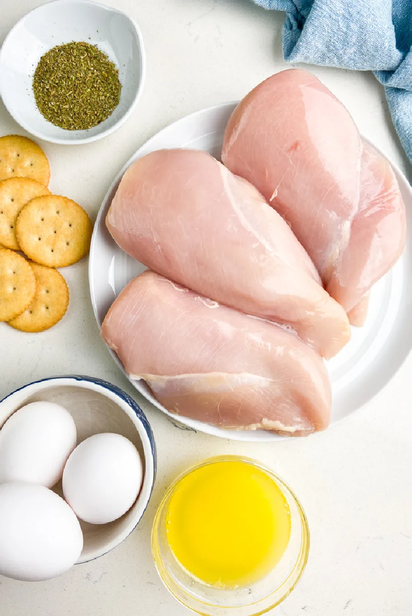 ingredients displayed for making ritz cracker chicken