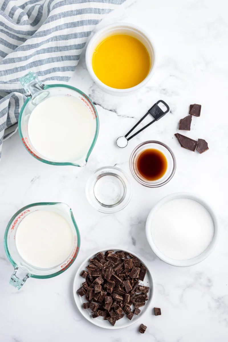 ingredients displayed for making chocolate chunk gelato