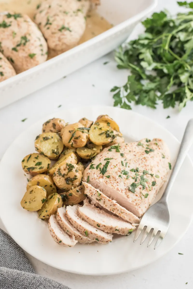 honey mustard chicken served on plate and cut