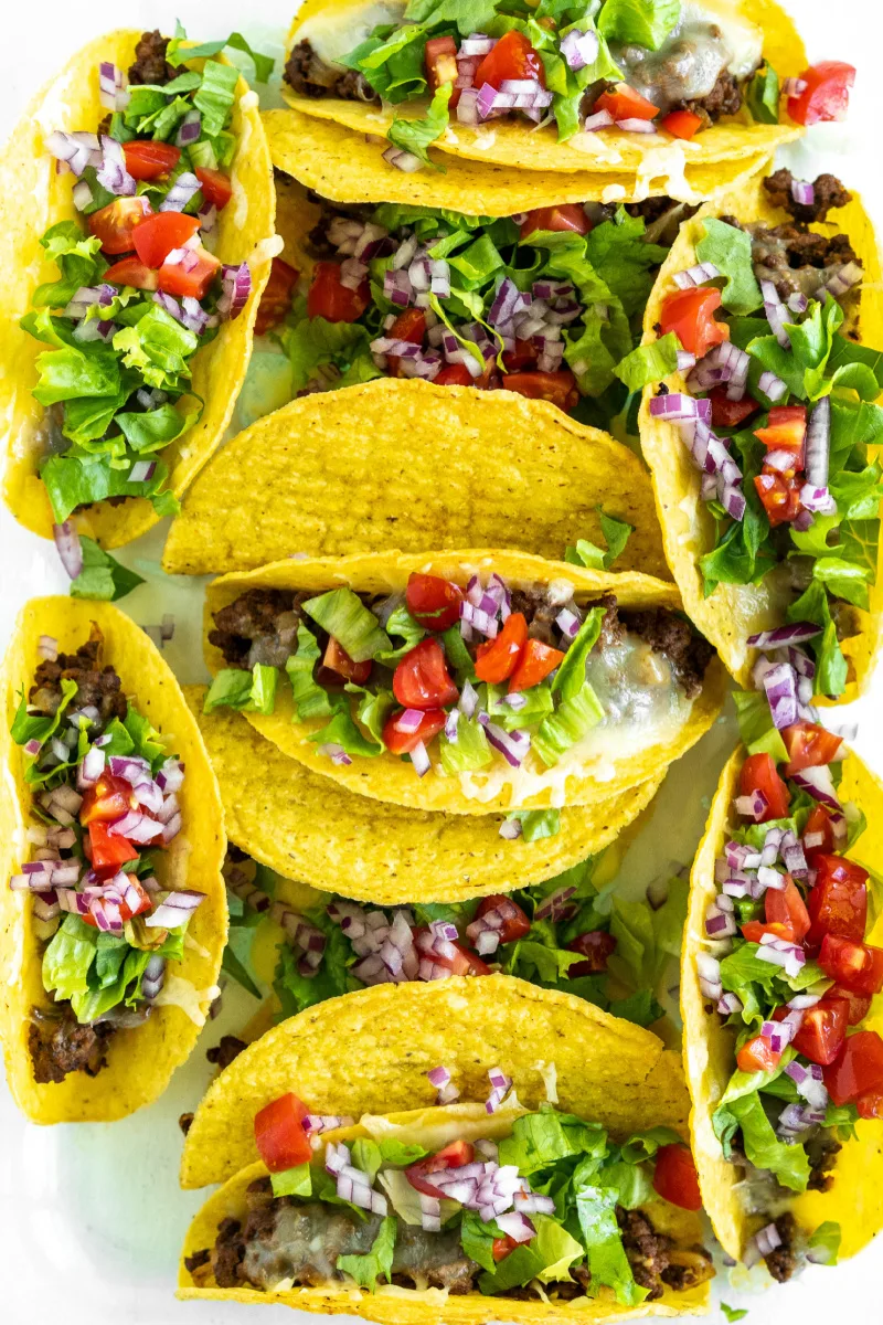 baked ground beef tacos with fixings