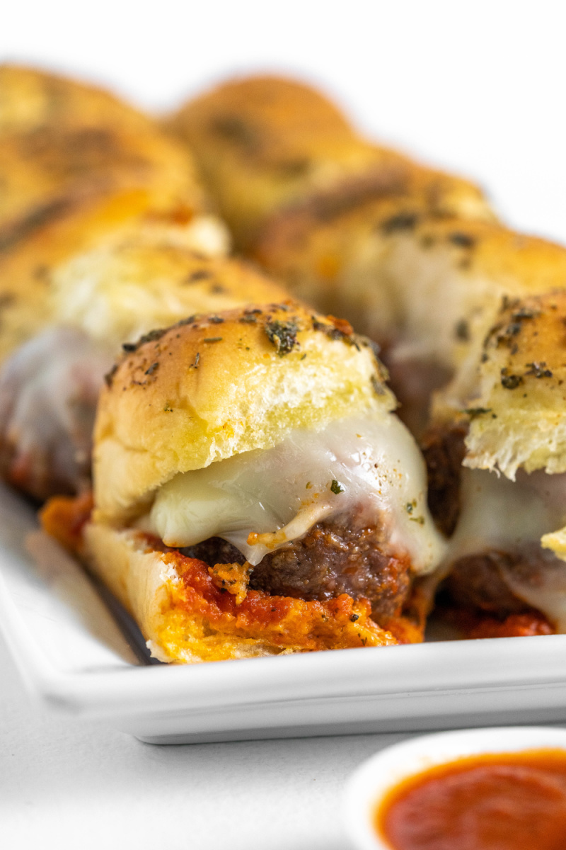 meatball sliders on a platter