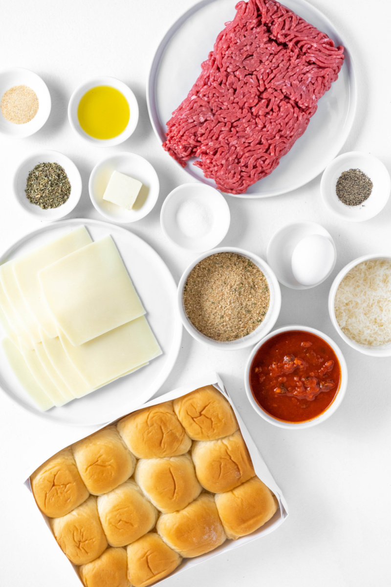 ingredients displayed for making meatball sliders