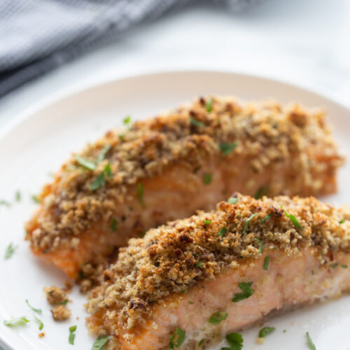 honey dijon and pecan baked salmon