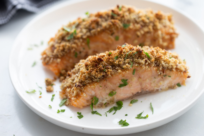 Honey Dijon and Pecan Baked Salmon - Recipe Boy