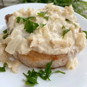 Pork Chops with Creamy Cinnamon Apple Sauce