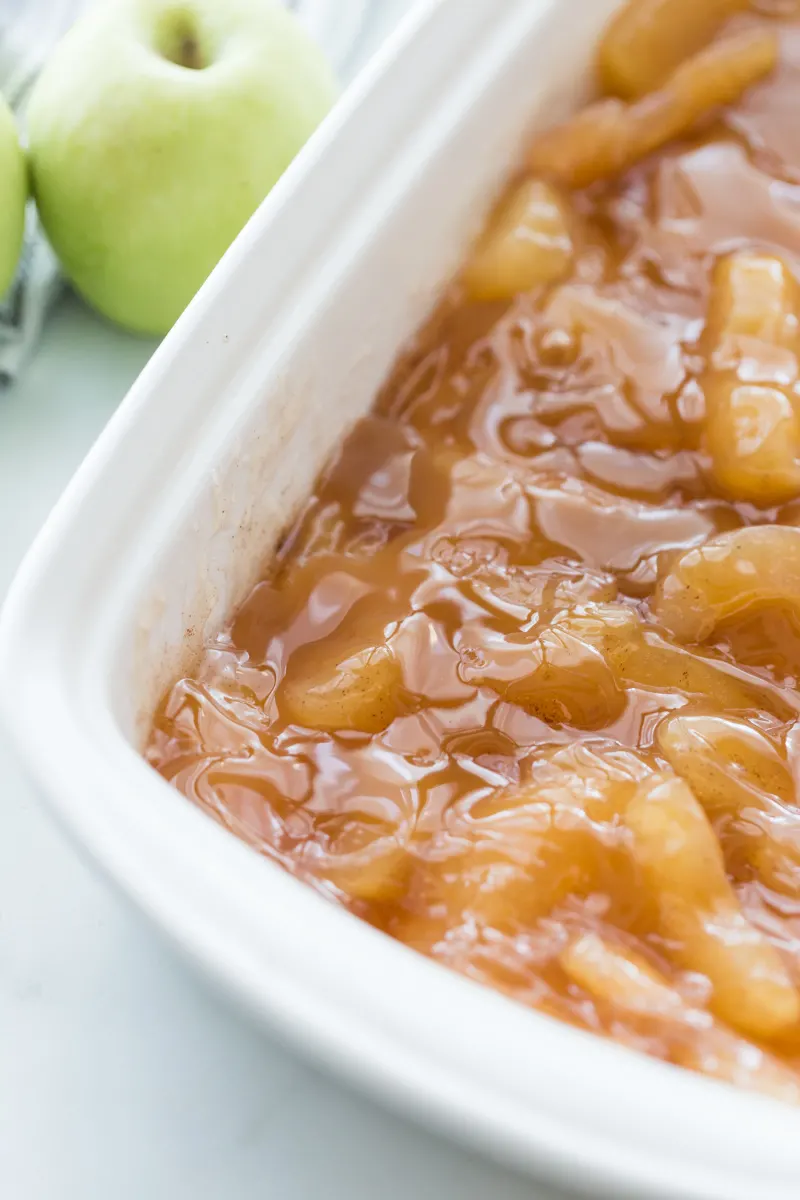 apple filling in a casserole dish