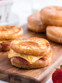 glazed donut grilled cheese on a board