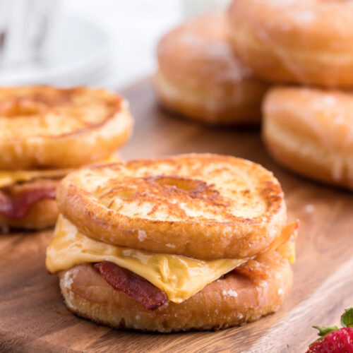glazed donut grilled cheese on a board