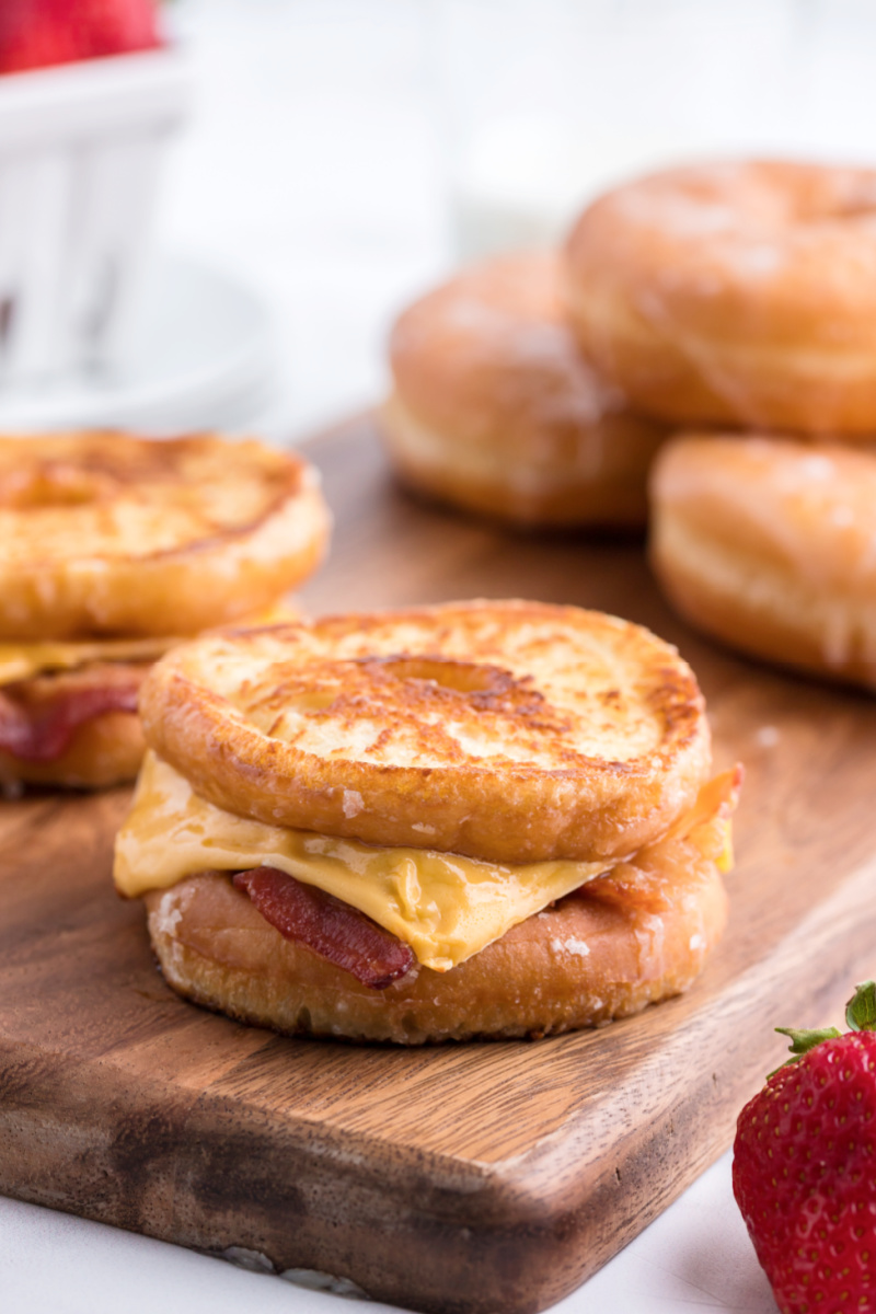 glazed donut grilled cheese on a board