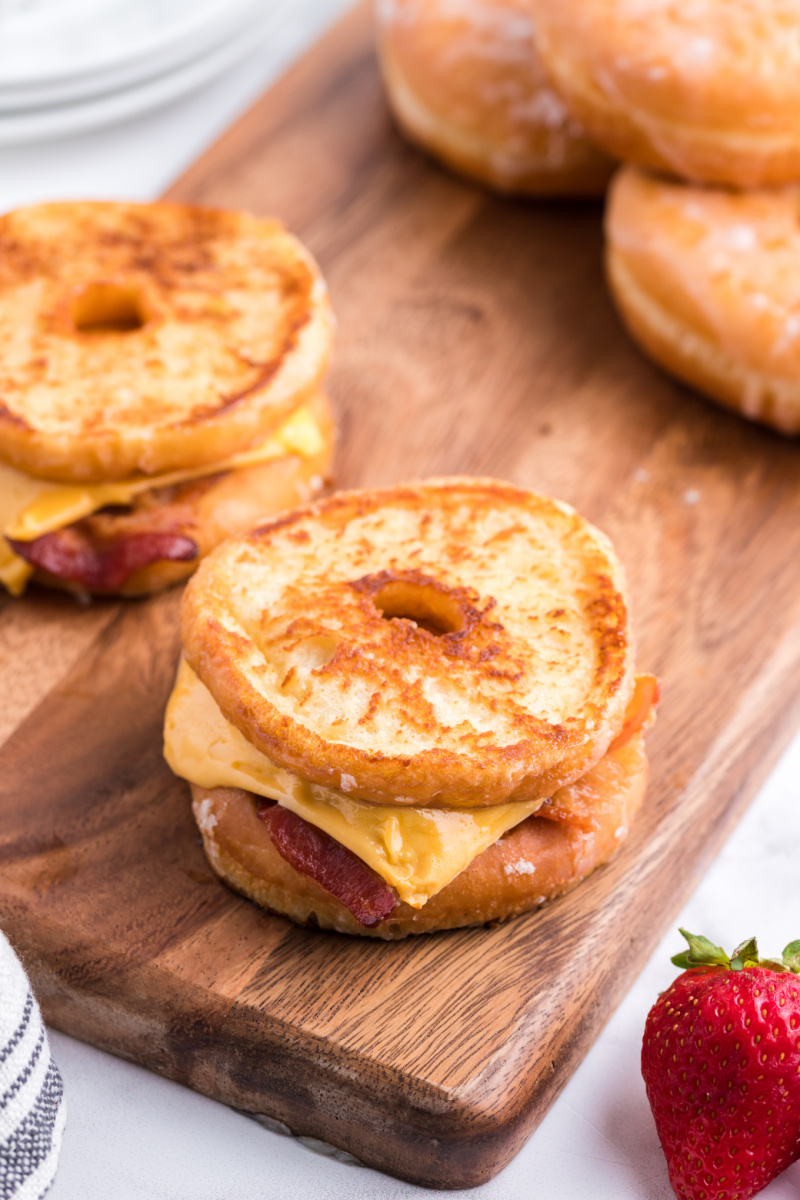 glazed donut grilled cheese on a board