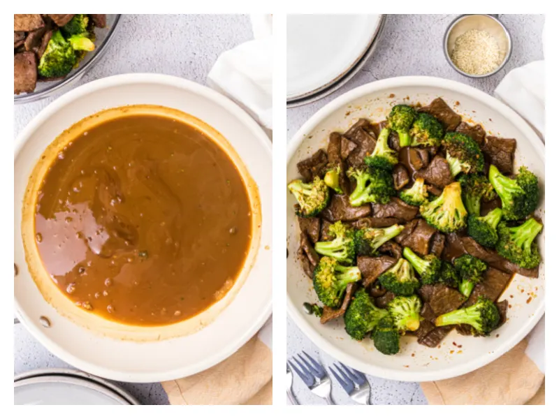 marinade in a bowl and then added to beef and broccoli in another bowl