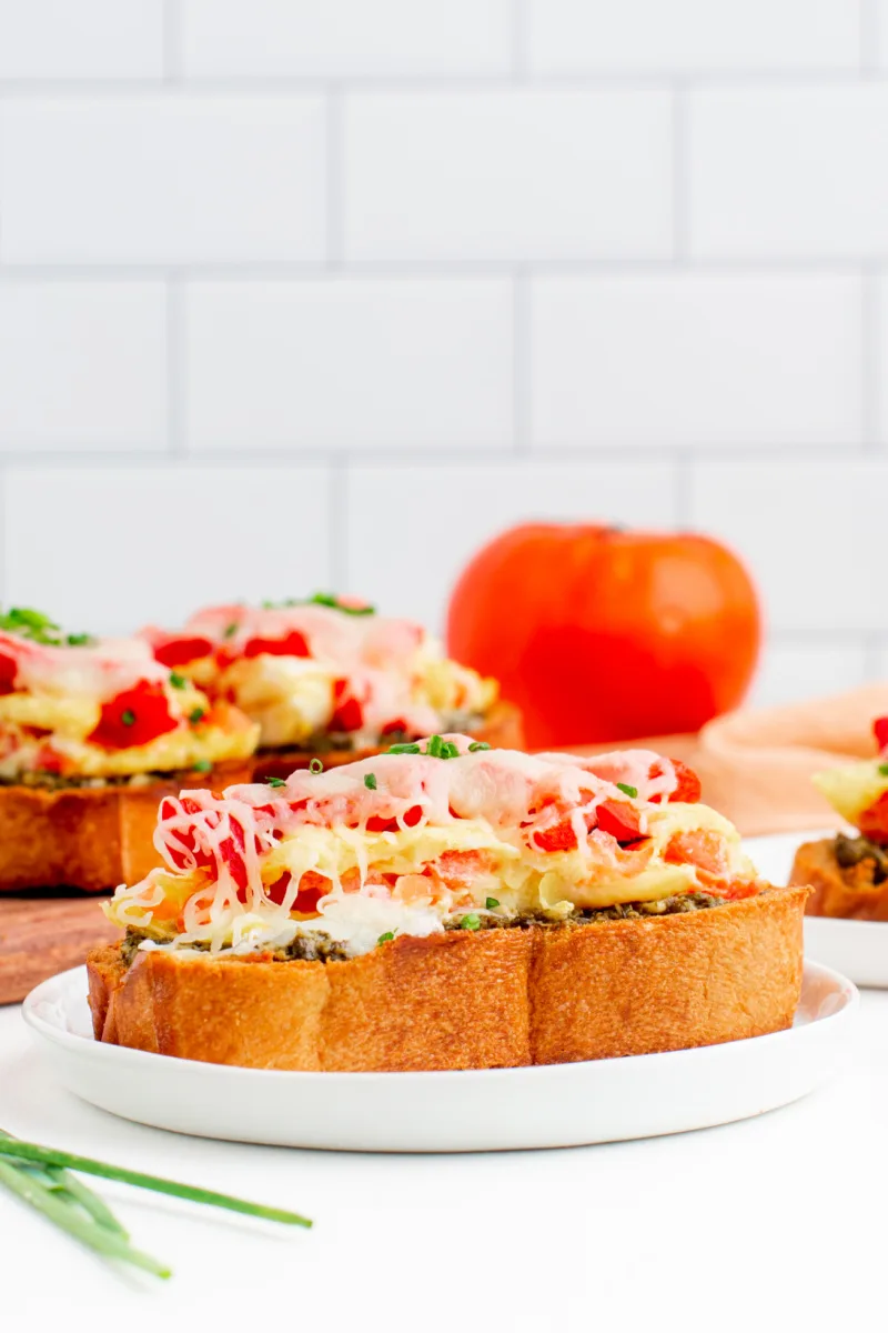 breakfast bruschetta on a plate