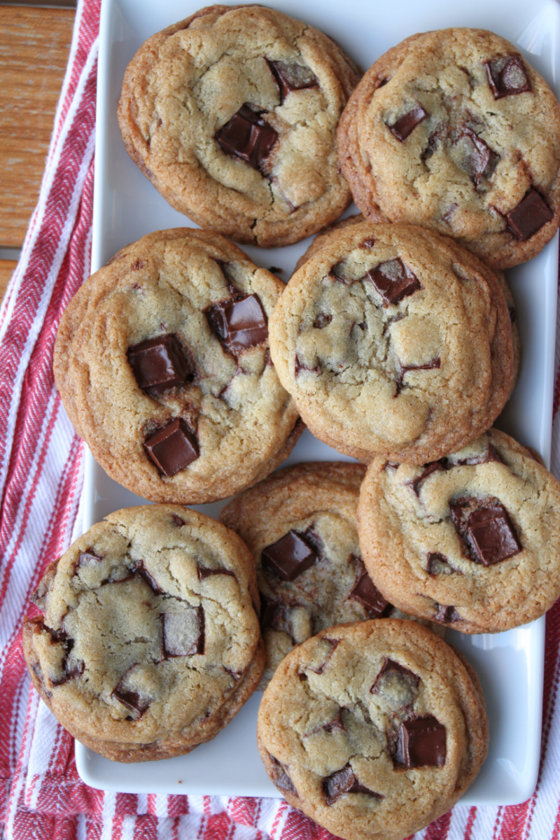 chocolate chip cookies for one on a platter