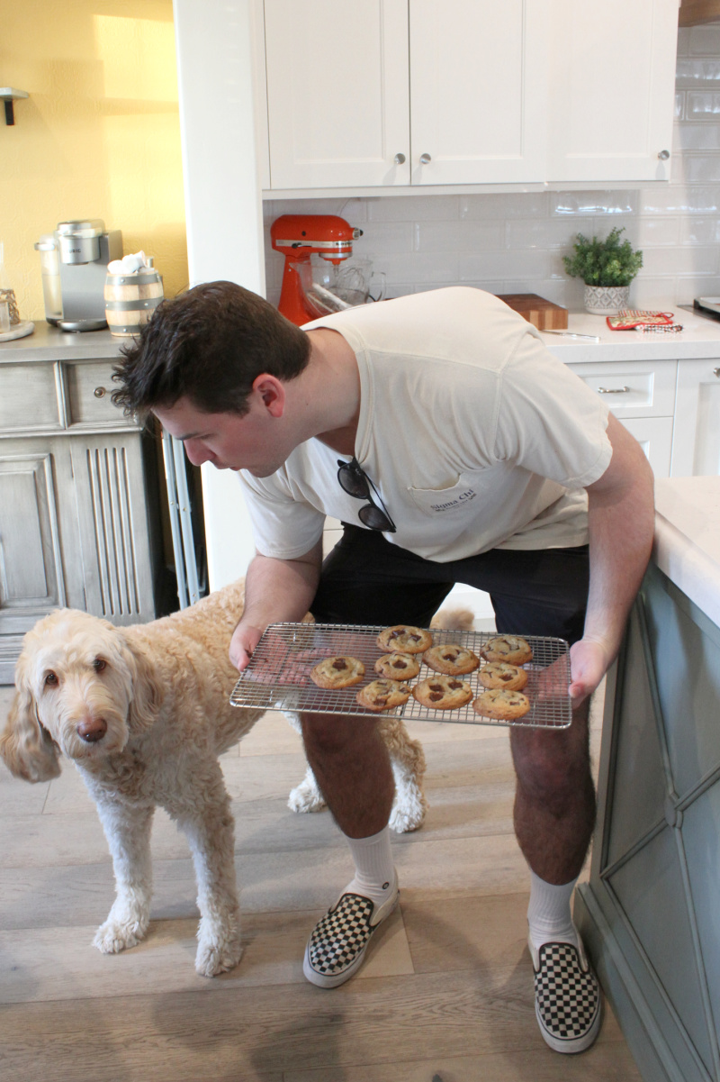 recipeboy with a plate of cookies and his dog tessie