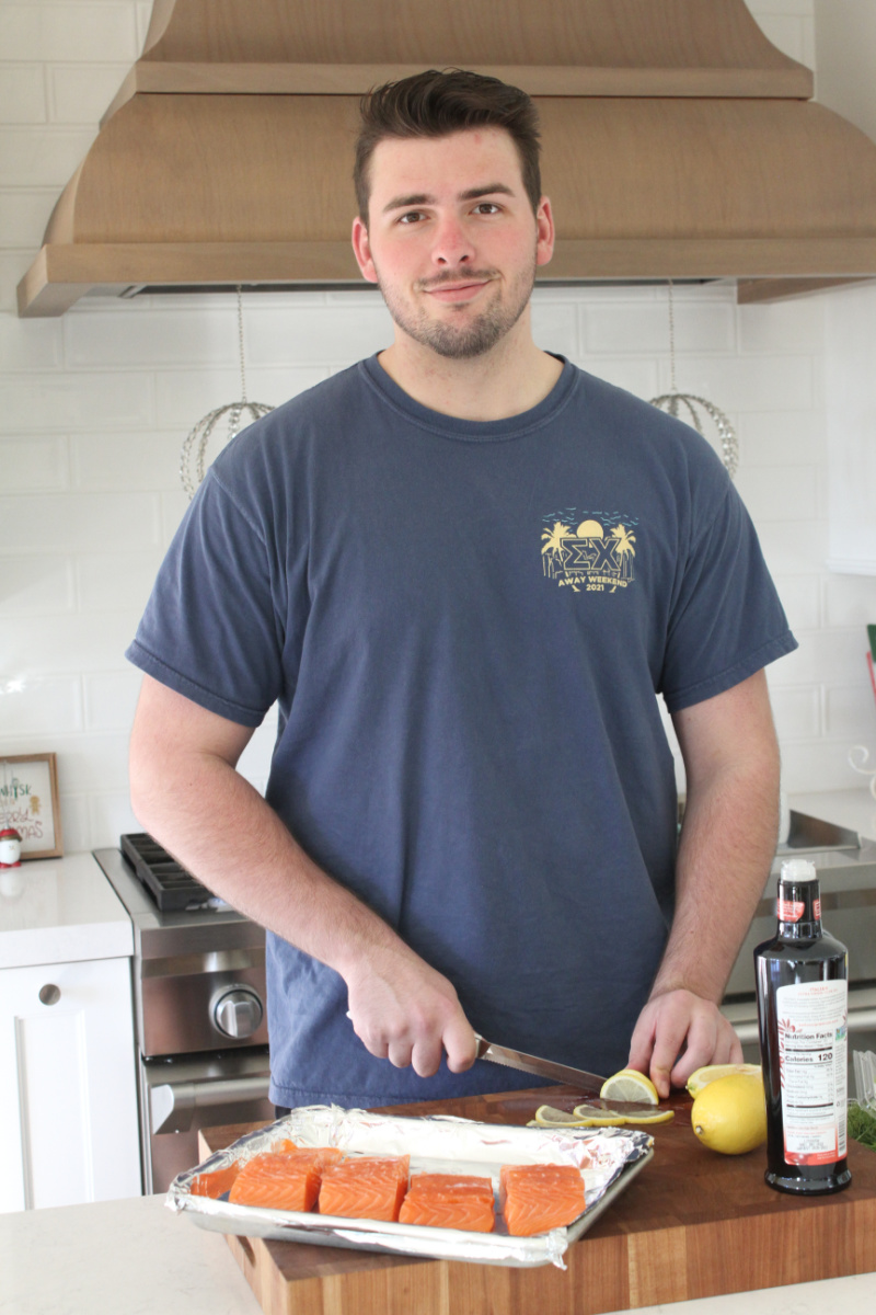 recipeboy preparing salmon