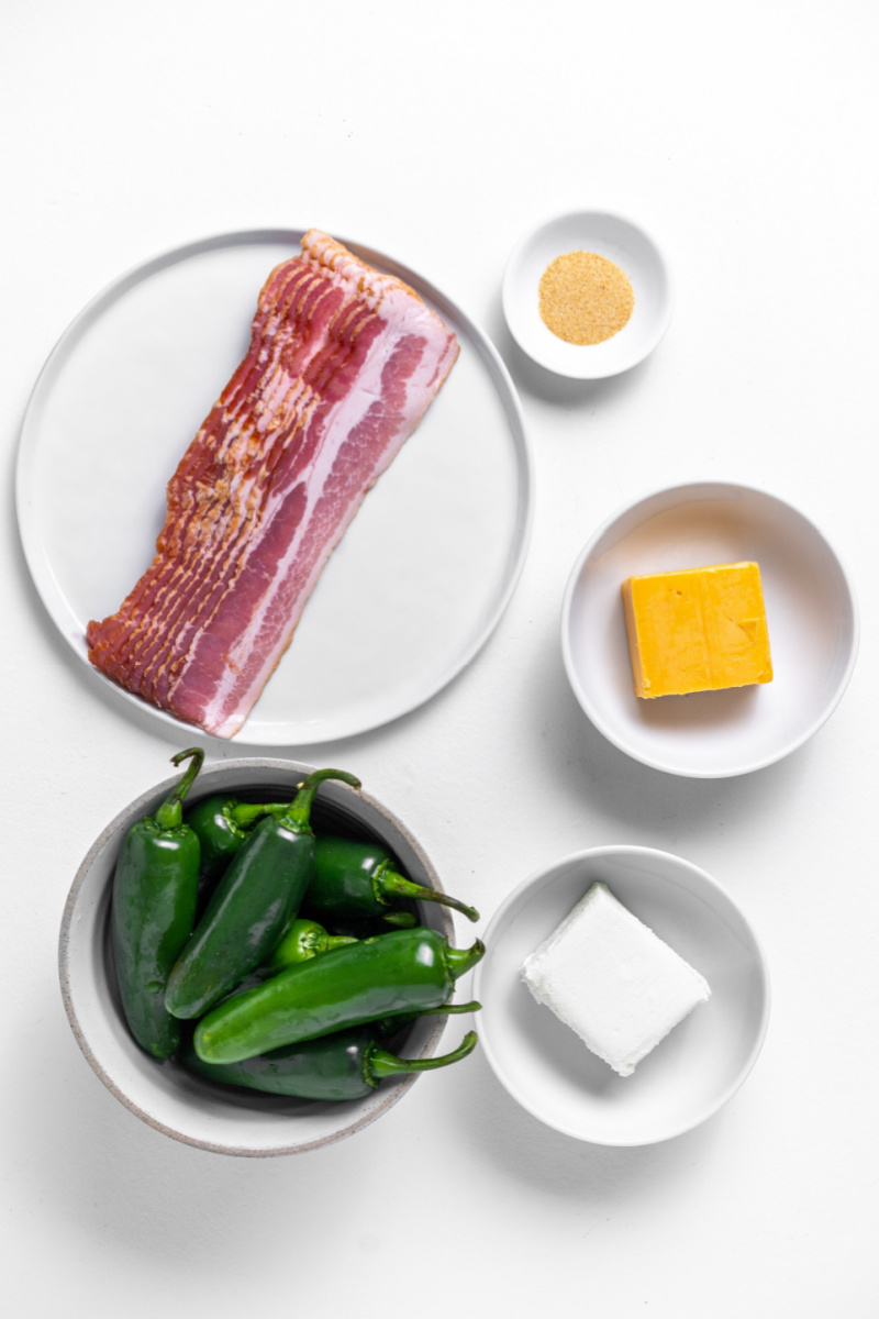 ingredients displayed for making bacon wrapped jalapeno poppers