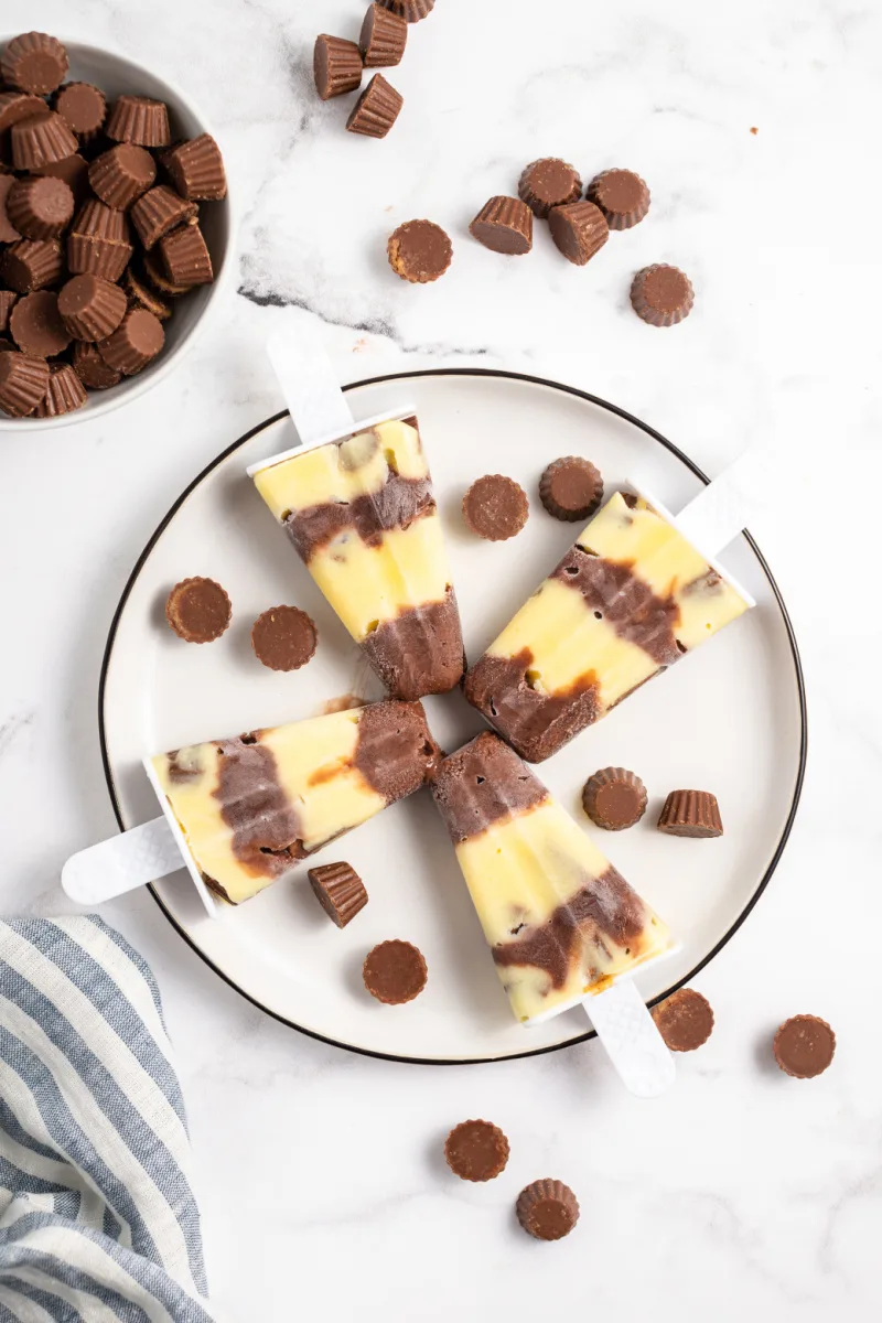 reeses pudding pops on a plate
