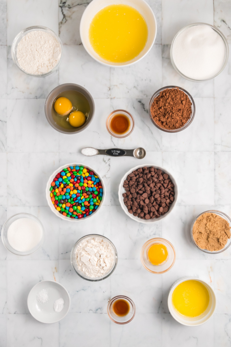 ingredients displayed for making skillet brookie