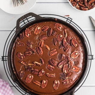 texas skillet cake in a cast iron skillet