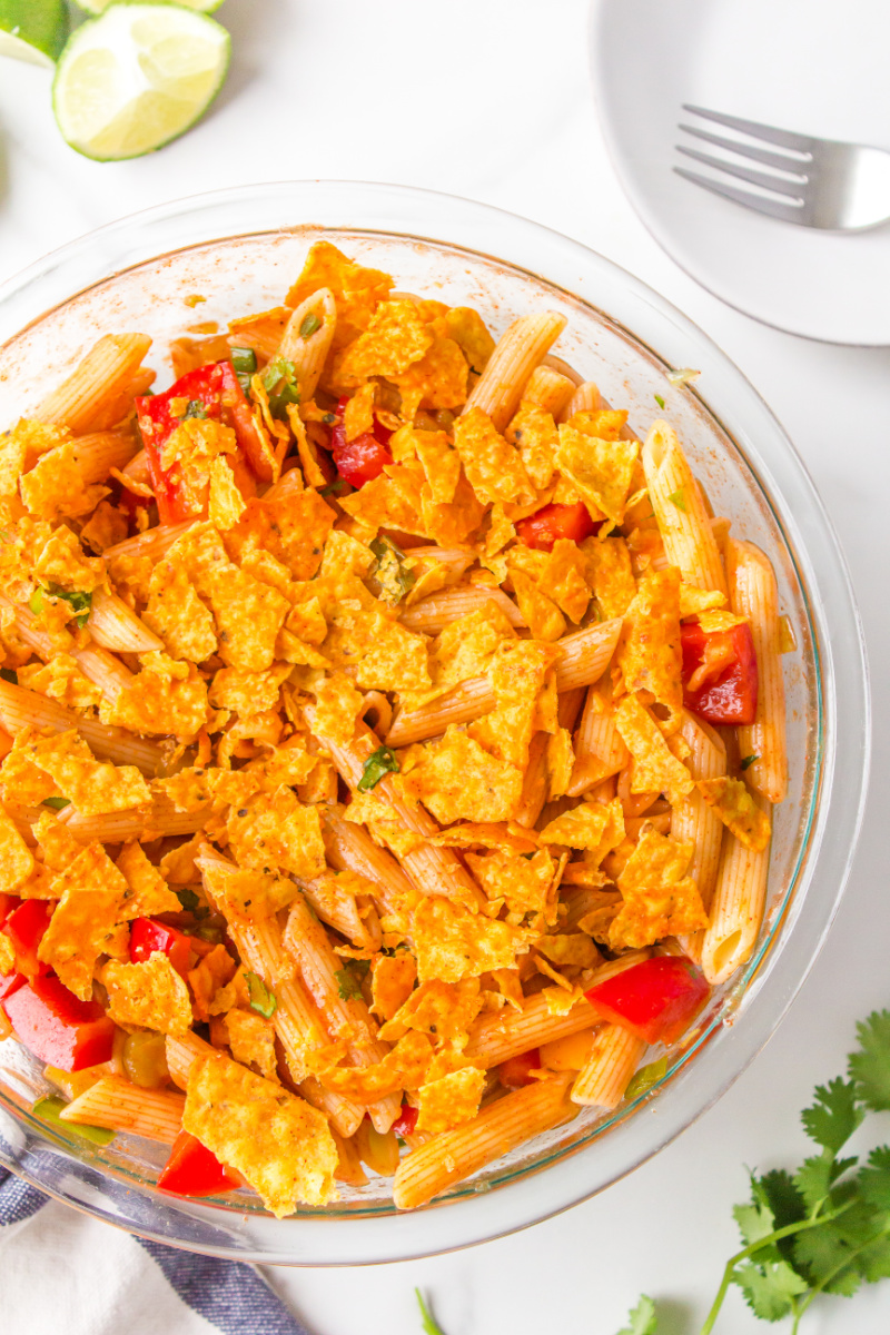 texas pasta salad in a bowl