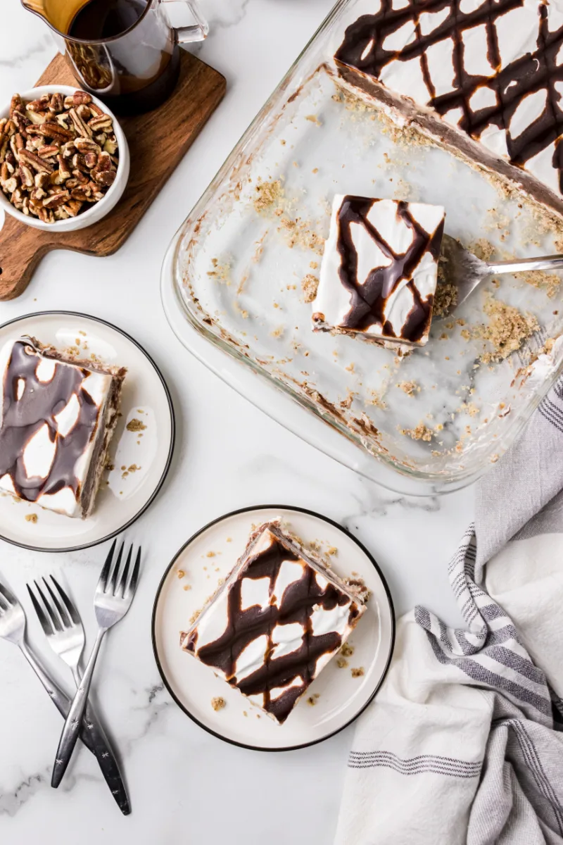 slices of chocolate delight on plates