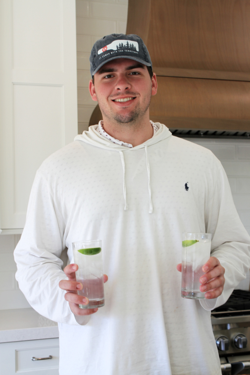 recipeboy holding two glasses of ranch water
