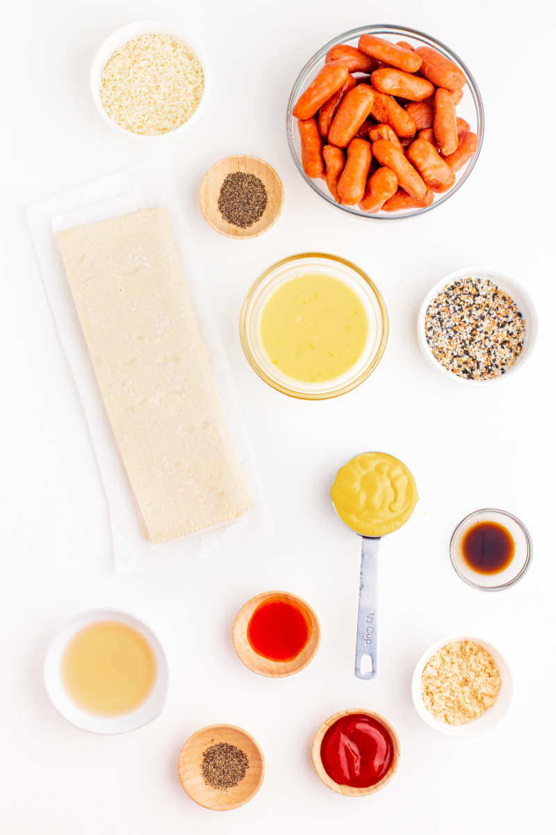 ingredients displayed for making pigs in a blanket