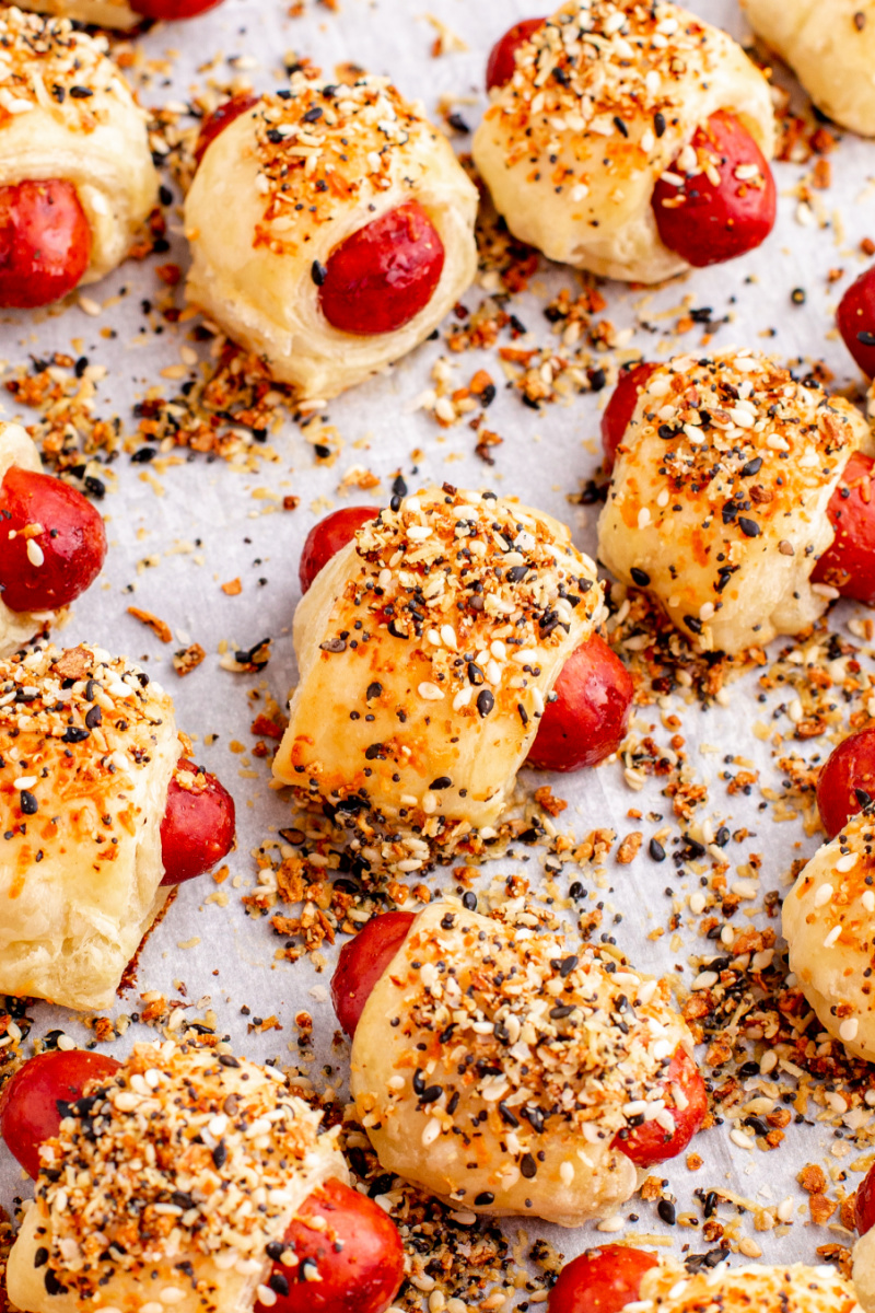 pigs in a blanket on a baking sheet