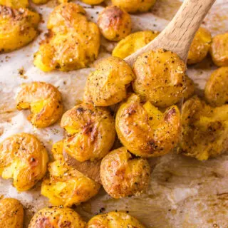 spoonful of salt and vinegar smashed potatoes