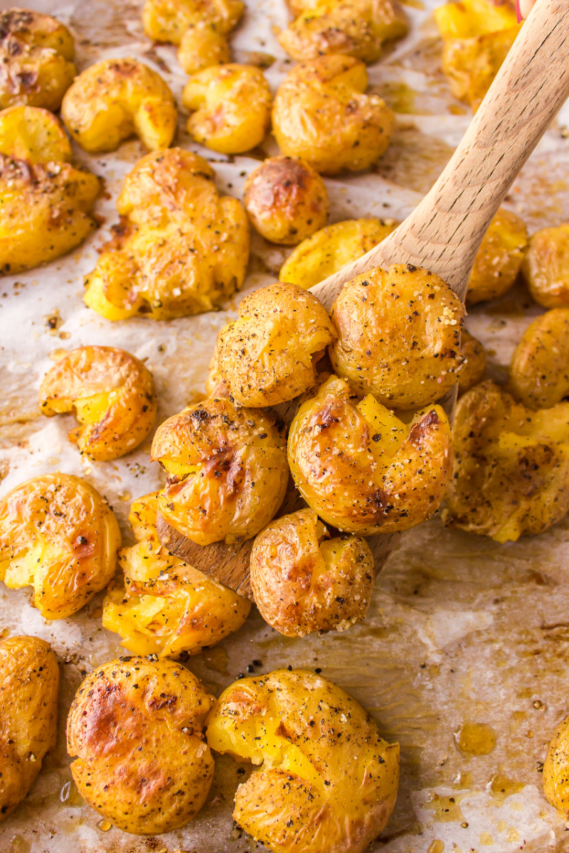 spoonful of salt and vinegar smashed potatoes