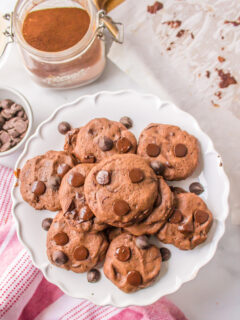platter of chocolate chocolate chip cookies
