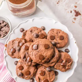 platter of chocolate chocolate chip cookies