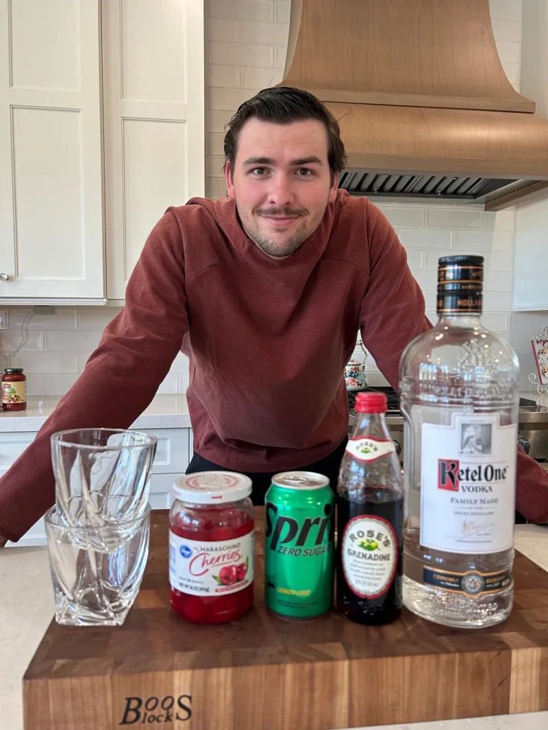 recipeboy with ingredients displayed for making a dirty shirley temple