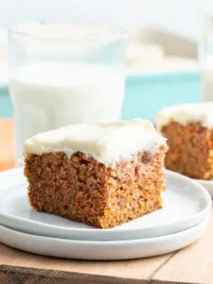 slice of carrot cake on plate