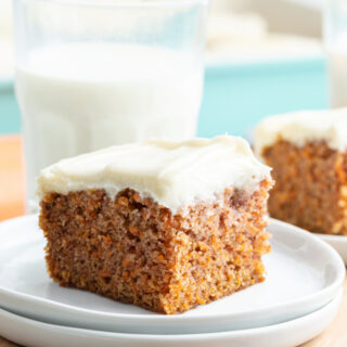 slice of carrot cake on plate