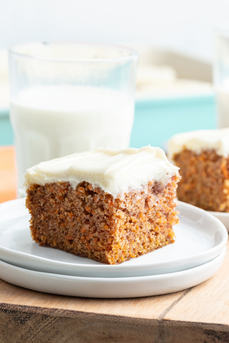 slice of carrot cake on plate