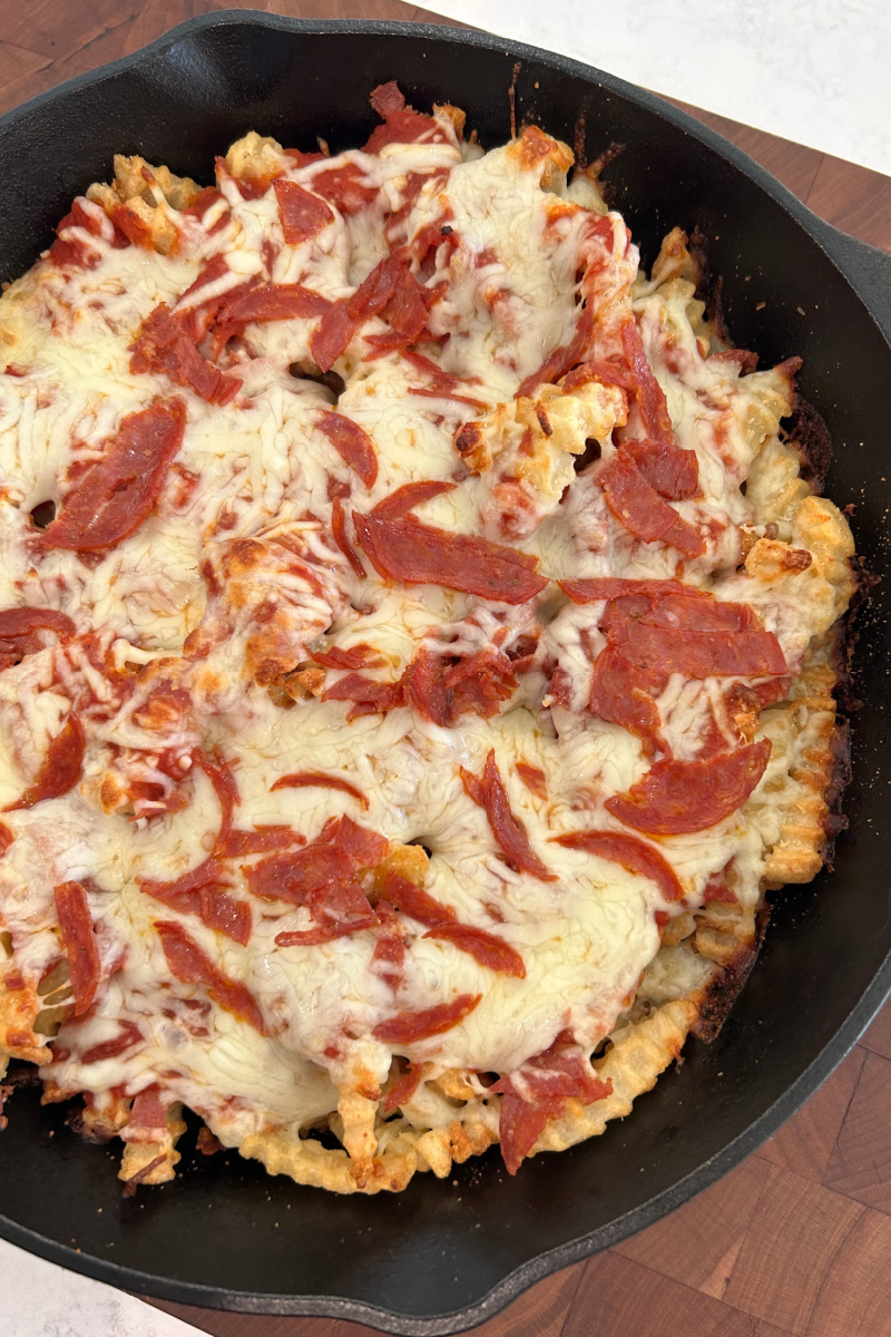 pizza fries in skillet