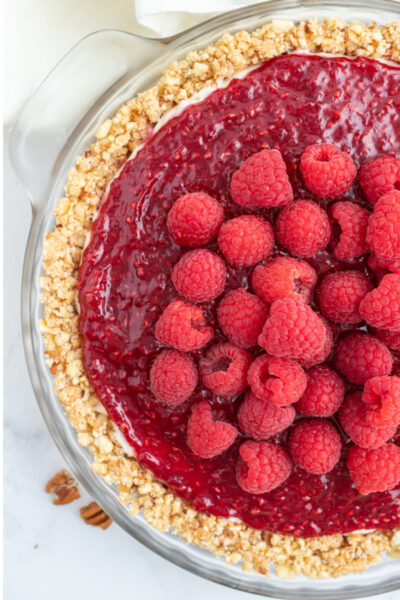 raspberry cream pie viewing half of it