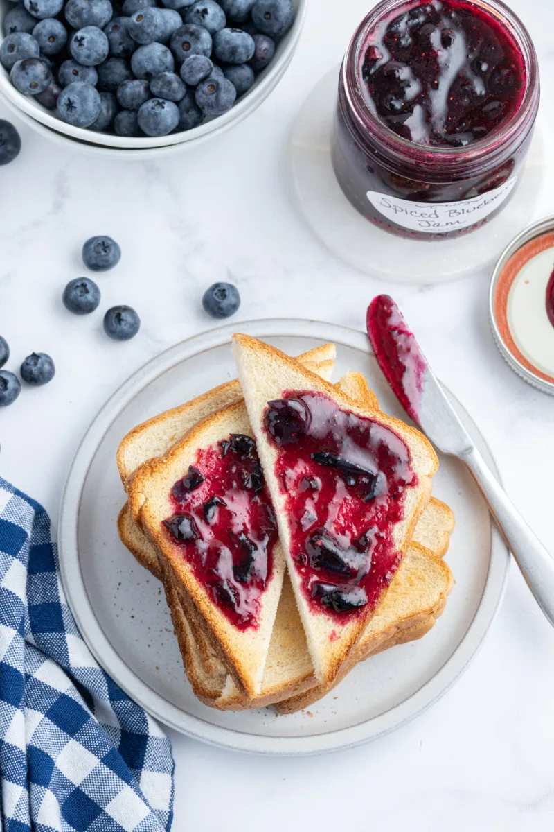 blueberry jam on toast