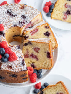 berry pound cake sliced