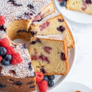 berry pound cake sliced