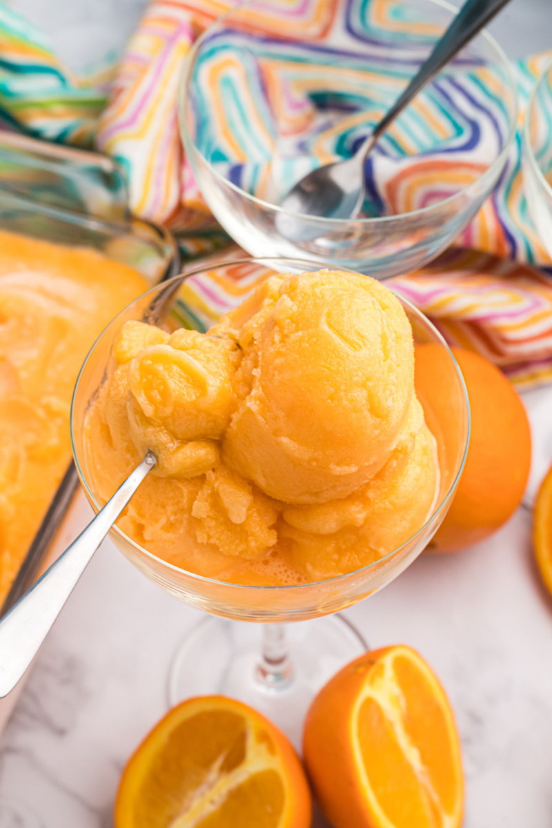 bowl of orange sherbet