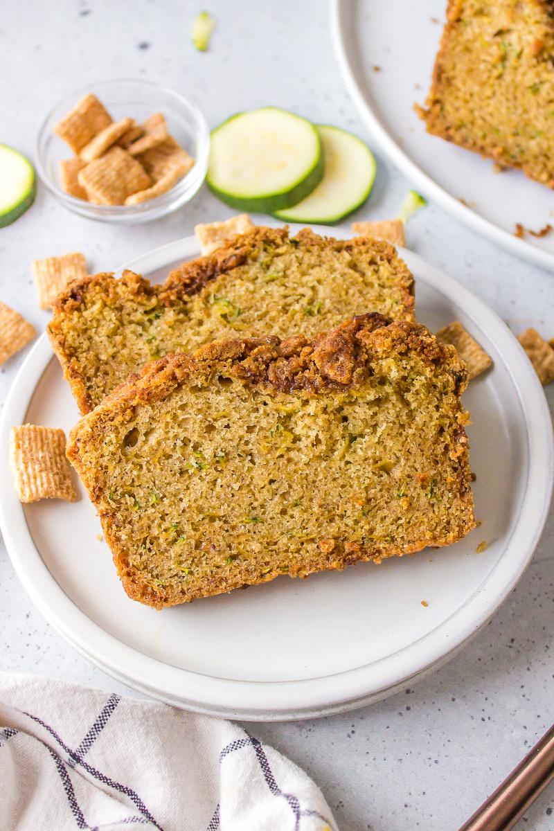 slices of cinnamon toast crunch zucchini bread on plate