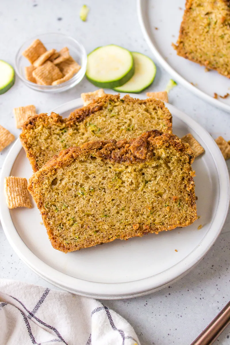 slices of cinnamon toast crunch zucchini bread on plate