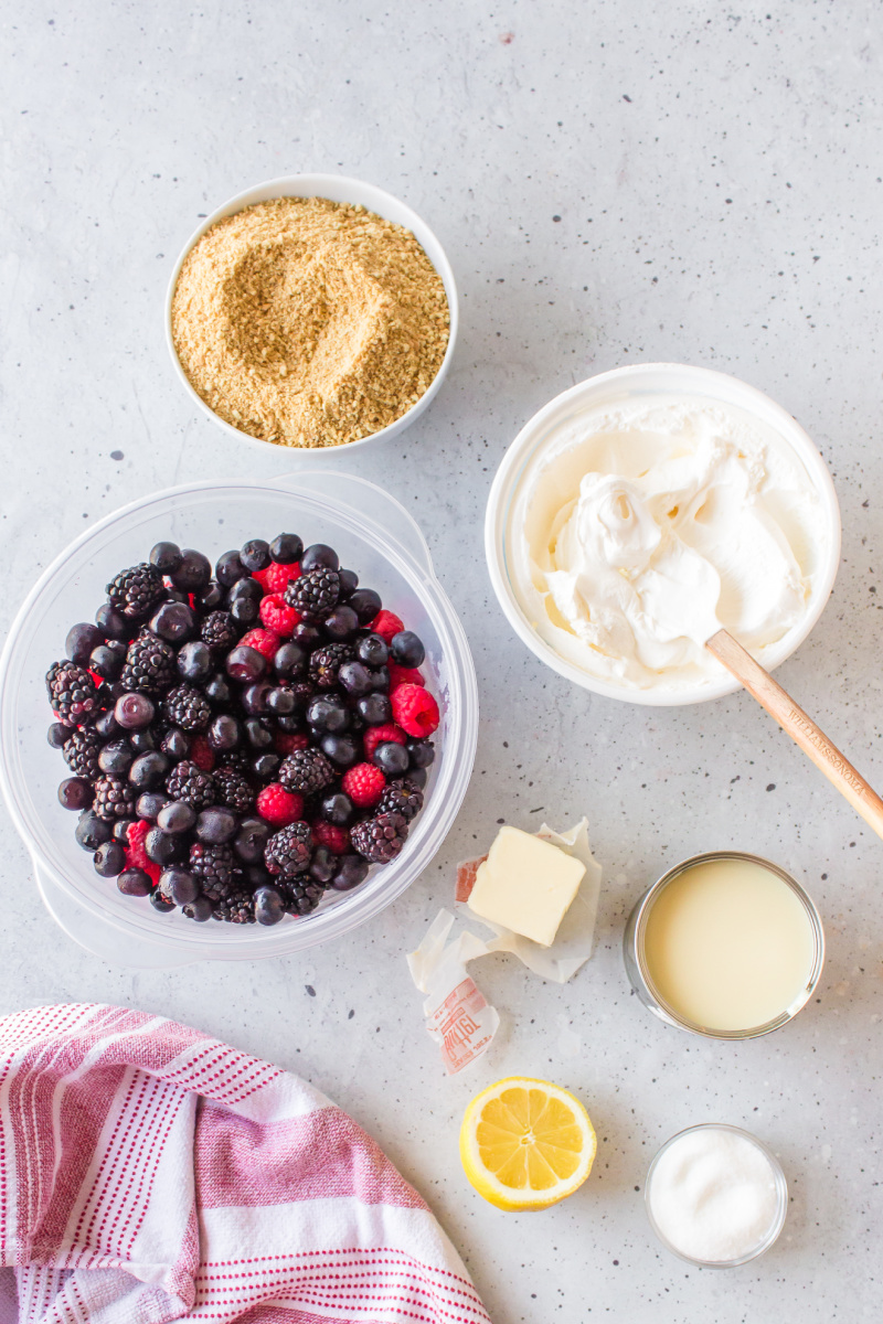 ingredients needed for making no bake berry pie
