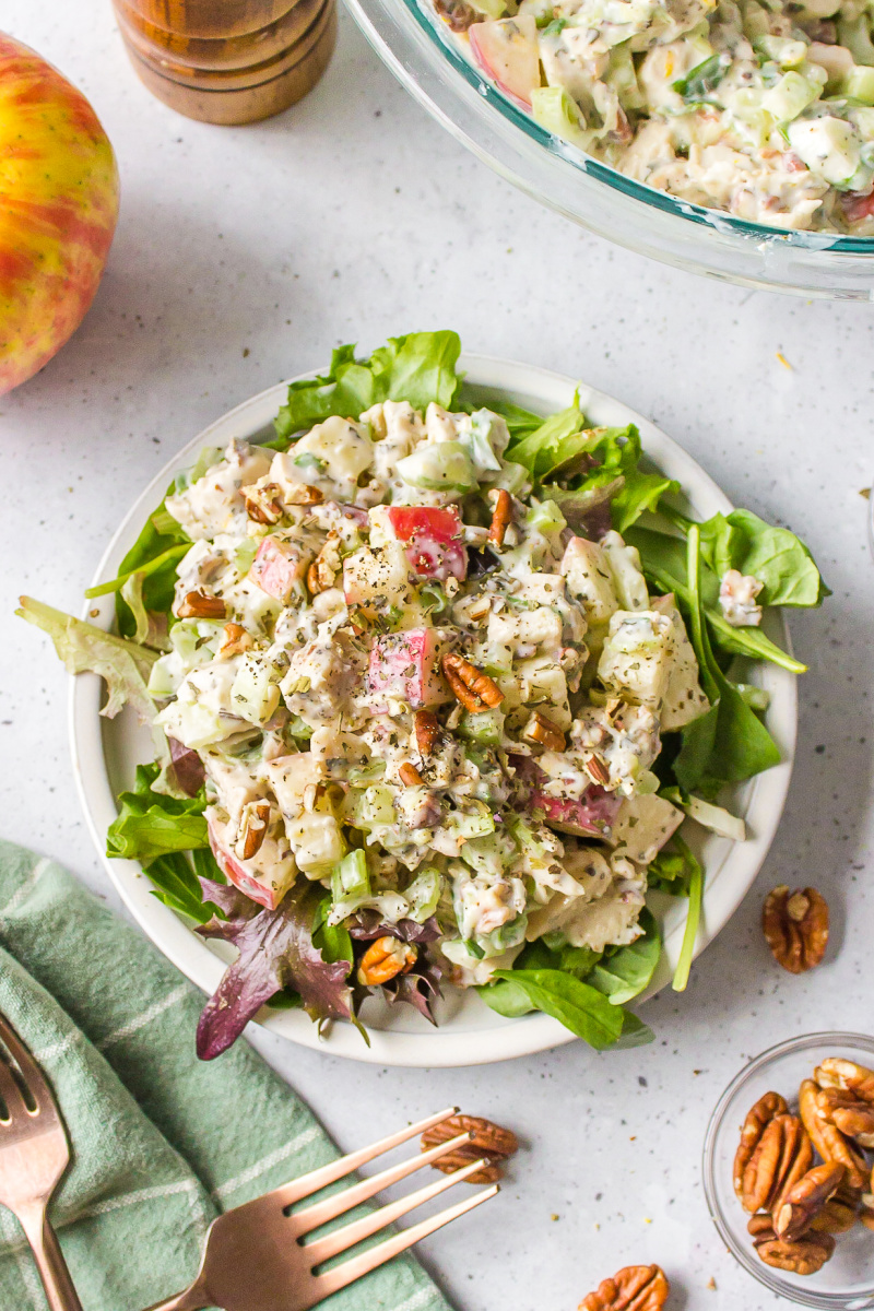 chicken apple salad on a plate
