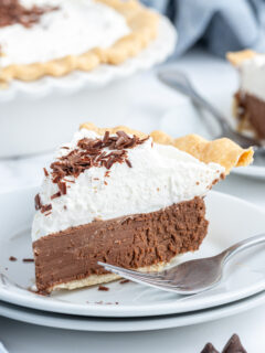 slice of french silk pie on plate