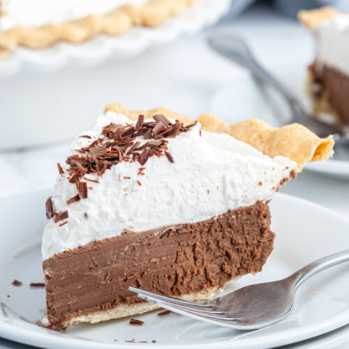 slice of french silk pie on plate