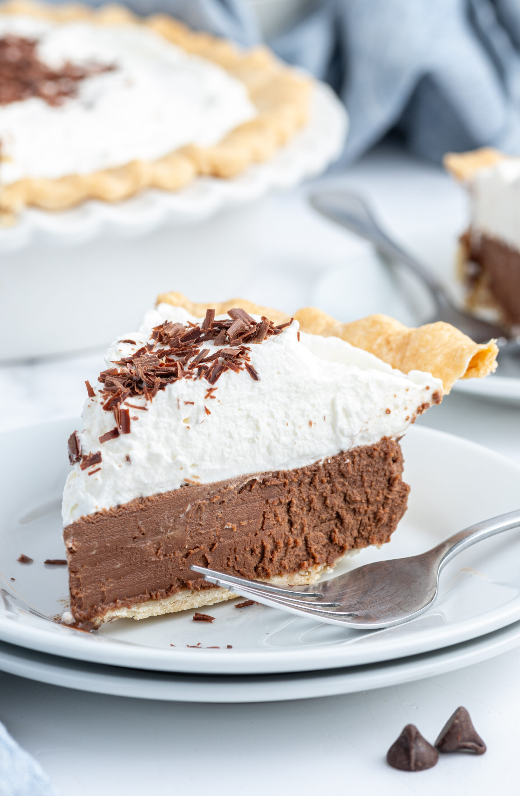 slice of french silk pie on plate