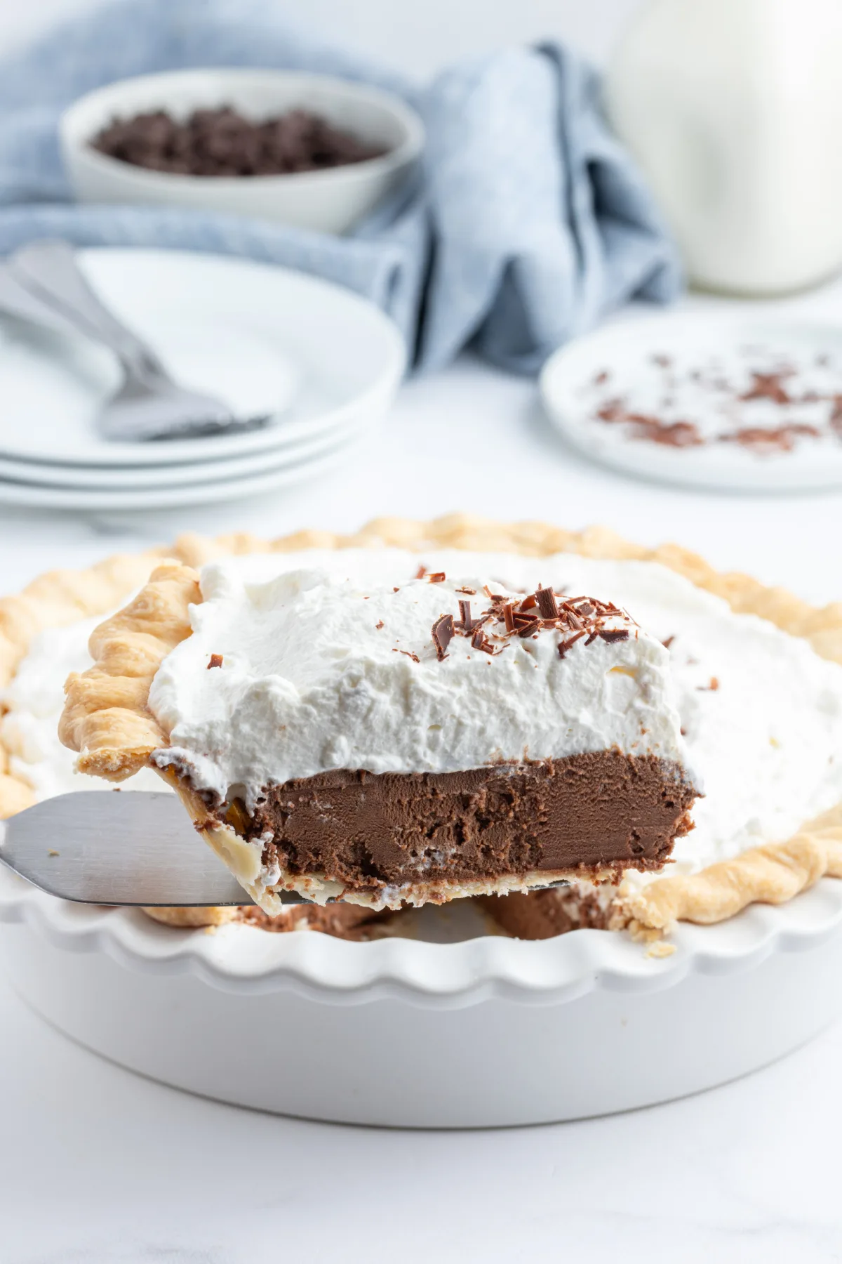 slice of french silk pie